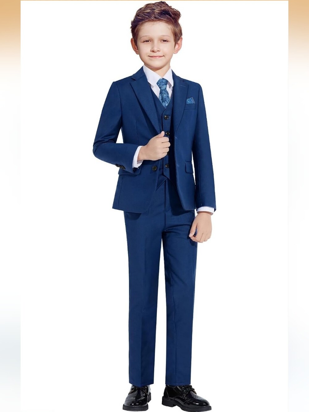 Boys Navy Three-Piece Suit - Classic Formal Blazer, Vest & Trousers NWOT Size 16